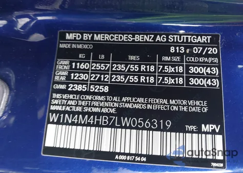 2020 Mercedes-Benz Glb 250 4Matic from USA, damaged, VIN W1N4M4HB7LW056319